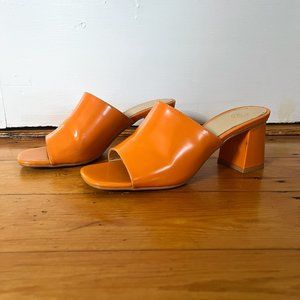 tangerine open-toed mules